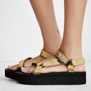 Teva Platform Universal Gold Sandals, Size 6